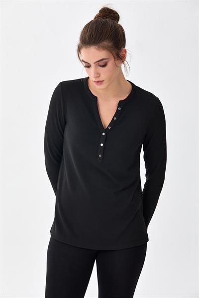 Yakası Patlı Çıtçıt Detaylı Bluz 256-1012