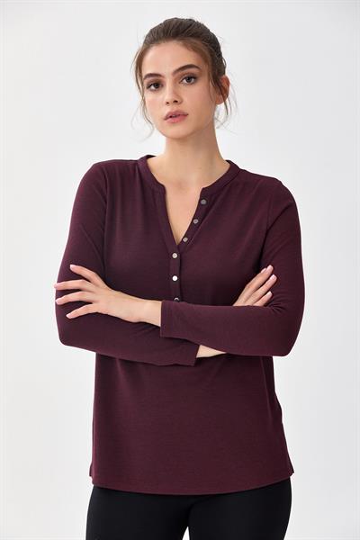 Yakası Patlı Çıtçıt Detaylı Bluz 256-1012