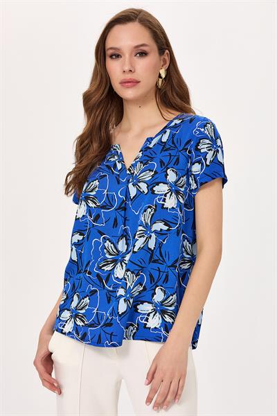 Yakası Patlı Kısa Kol Bluz 025-3018