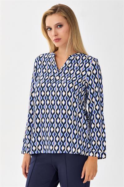 Yakası Patlı Uzun Kol Bluz 256-3026