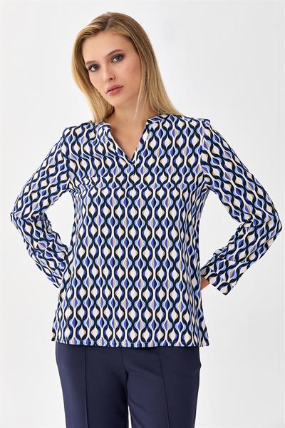 Yakası Patlı Uzun Kol Bluz 256-3026