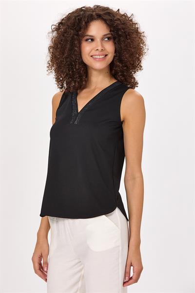 Yakası Sim Şeritli Kolsuz Bluz 025-1041