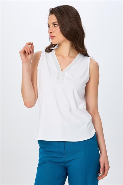 Yakası Sim Şeritli Kolsuz Bluz 026-1028