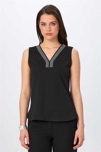 Yakası Sim Şeritli Kolsuz Bluz 026-1028