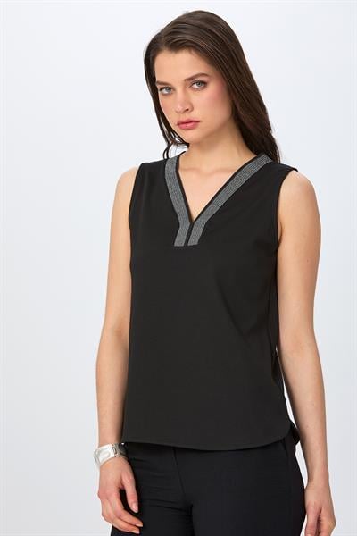 Yakası Sim Şeritli Kolsuz Bluz 026-1028