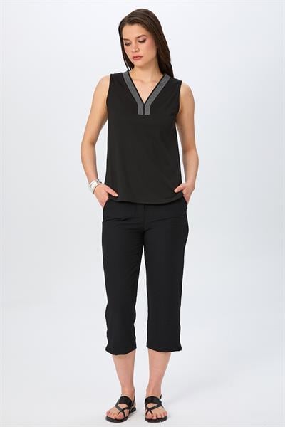 Yakası Sim Şeritli Kolsuz Bluz 026-1028