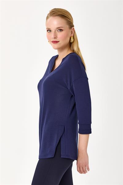Yakası Ve Kolu Sim Bantlı Bluz 245-1018