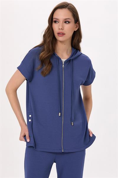 Yanı Çıtçıt Detaylı Kapüşonlu S-Shirt 025-2100