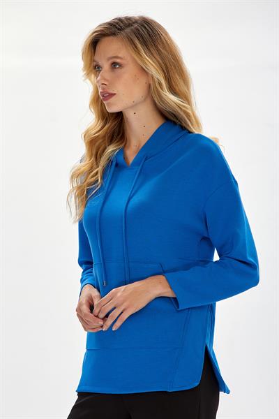 Yanı Çıtçıtlı Kanguru Cepli Kapüşonlu S-Shirt 234-2104