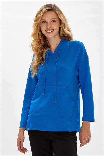 Yanı Çıtçıtlı Kanguru Cepli Kapüşonlu S-Shirt 234-2104