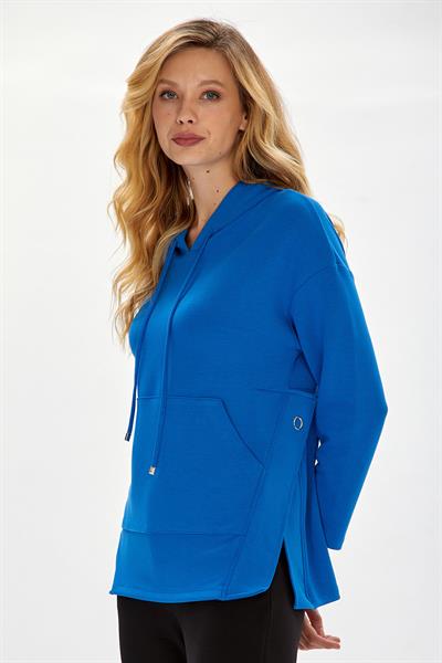 Yanı Çıtçıtlı Kanguru Cepli Kapüşonlu S-Shirt 234-2104