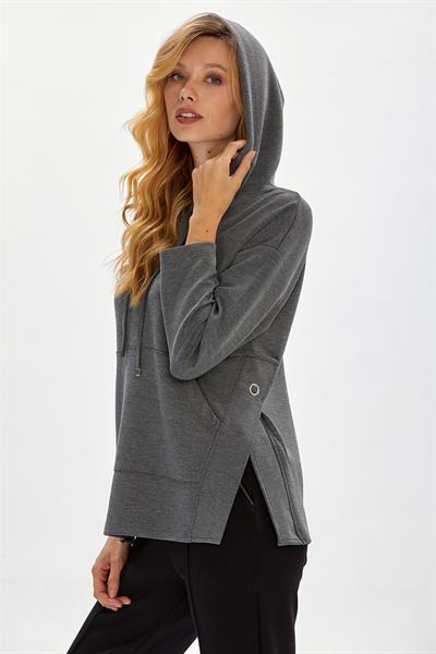 Yanı Çıtçıtlı Kanguru Cepli Kapüşonlu S-Shirt 234-2104