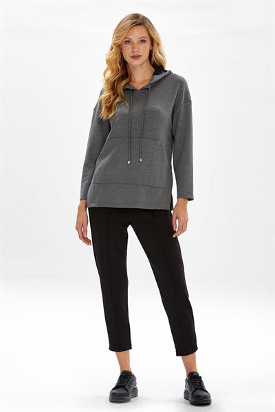 Yanı Çıtçıtlı Kanguru Cepli Kapüşonlu S-Shirt 234-2104