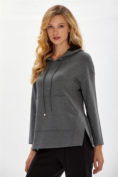 Yanı Çıtçıtlı Kanguru Cepli Kapüşonlu S-Shirt 234-2104