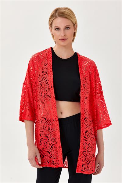 Yarasa Kol Yırtmaçlı Dantel Hırka 024-4404