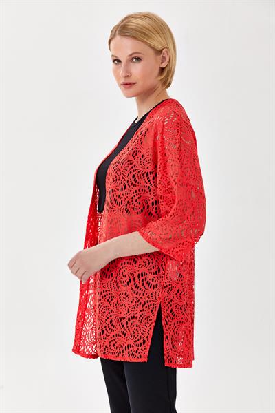 Yarasa Kol Yırtmaçlı Dantel Hırka 024-4404