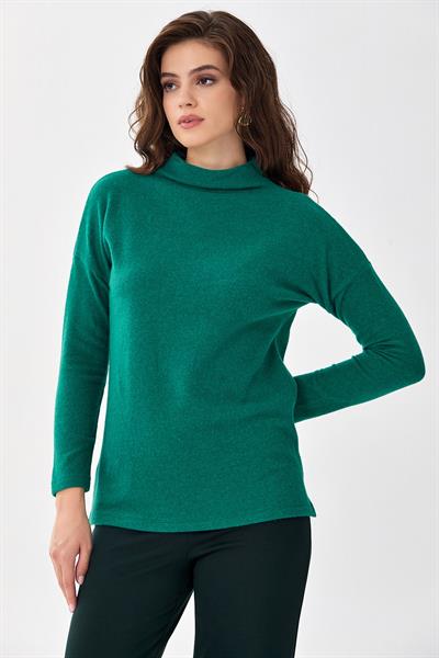 Yarım Balıkçı Uzun Kol Triko Bluz 256-1715