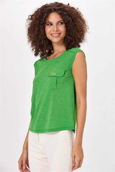 Yuvarlak Yaka Cep Detaylı Bluz 025-1018