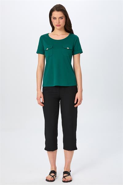 Yuvarlak Yaka Cep Detaylı Bluz 026-1022