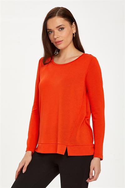 Yuvarlak Yaka Etek Ucu Yırtmaçlı Bluz 234-1006