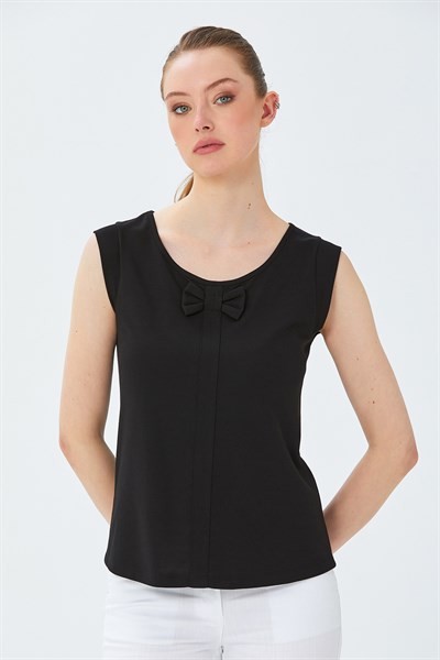 Yuvarlak Yaka Fiyonk Detaylı Bluz 026-1027