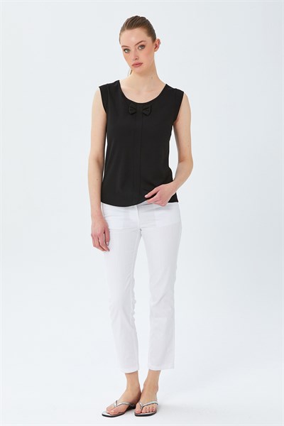 Yuvarlak Yaka Fiyonk Detaylı Bluz 026-1027