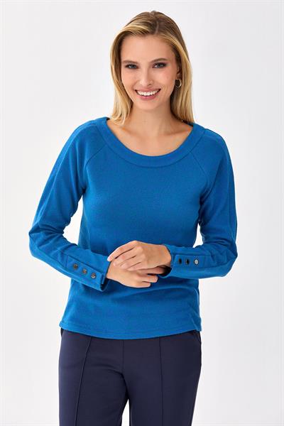 Yuvarlak Yaka Kolları Çıtçıtlı Triko Bluz 256-1705