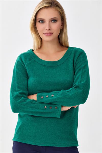 Yuvarlak Yaka Kolları Çıtçıtlı Triko Bluz 256-1705