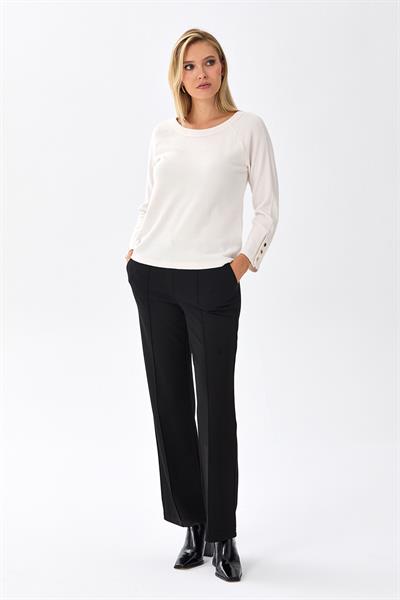 Yuvarlak Yaka Kolları Çıtçıtlı Triko Bluz 256-1705