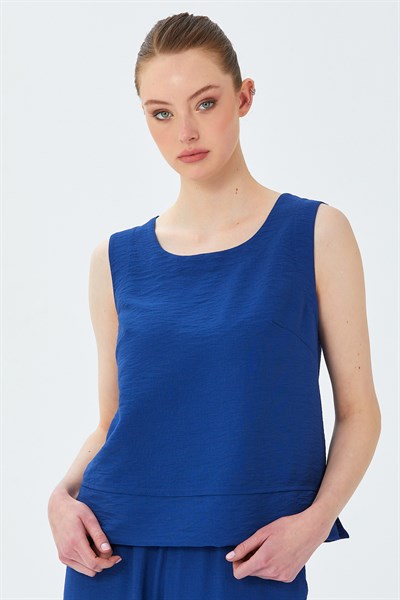 Yuvarlak Yaka Kolsuz Bluz 026-3005