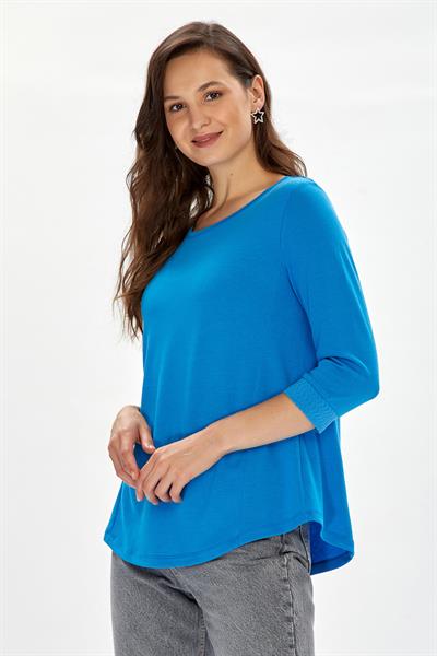 Yuvarlak Yaka Kolu Triko Bantlı Bluz 234-1015