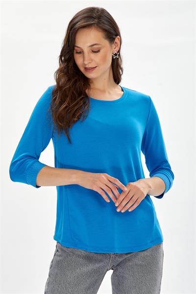 Yuvarlak Yaka Kolu Triko Bantlı Bluz 234-1015