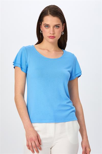 Yuvarlak Yaka Kolu Volanlı Bluz 026-1010