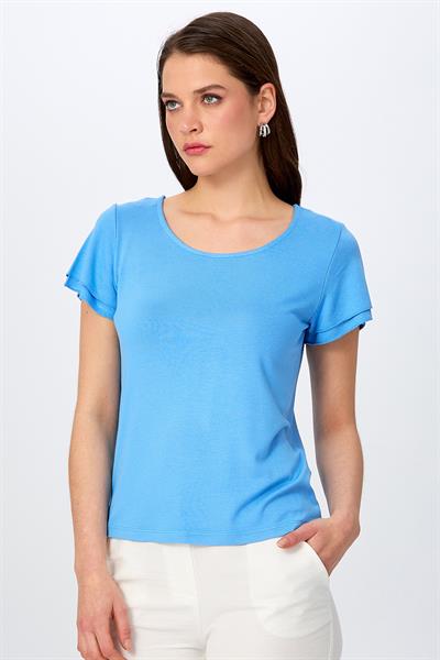 Yuvarlak Yaka Kolu Volanlı Bluz 026-1010