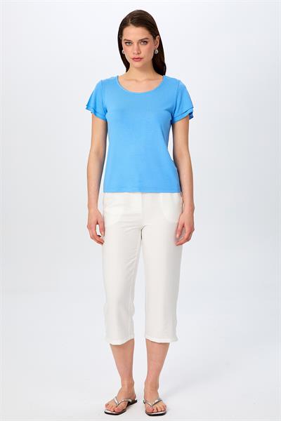 Yuvarlak Yaka Kolu Volanlı Bluz 026-1010