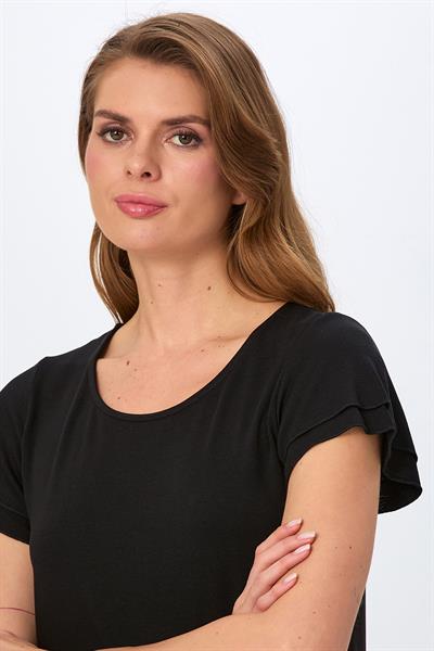 Yuvarlak Yaka Kolu Volanlı Bluz 026-1010