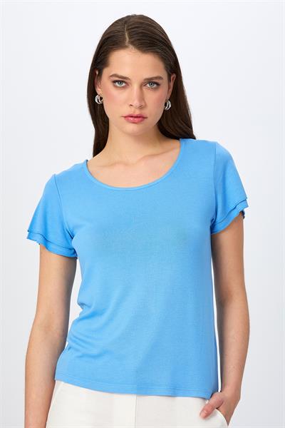 Yuvarlak Yaka Kolu Volanlı Bluz 026-1010
