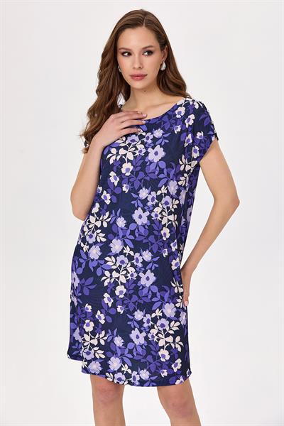 Yuvarlak Yaka Omzu Düğme Detaylı Elbise 025-2506
