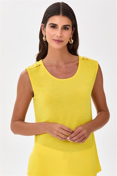 Yuvarlak Yaka Omuzu Toka Detaylı Bluz 025-1006