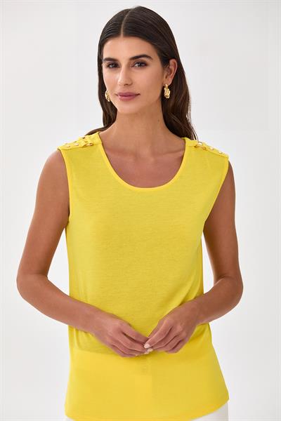 Yuvarlak Yaka Omuzu Toka Detaylı Bluz 025-1006
