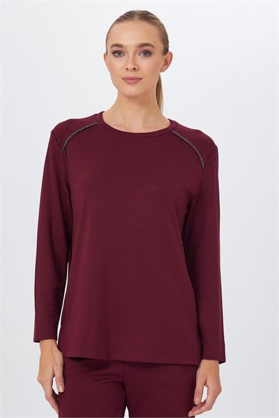 Yuvarlak Yaka Şerit Detaylı S-Shirt 267-2100