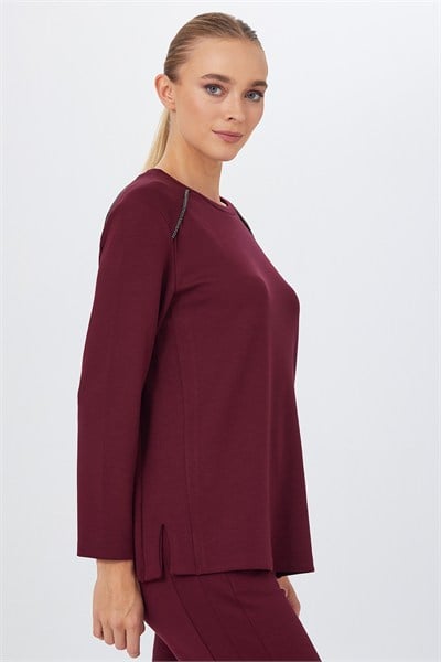 Yuvarlak Yaka Şerit Detaylı S-Shirt 267-2100