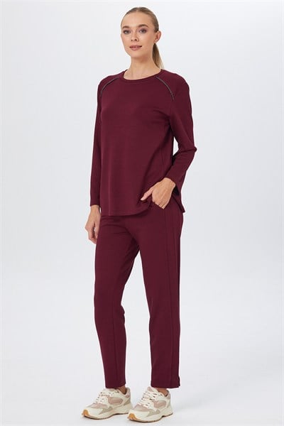 Yuvarlak Yaka Şerit Detaylı S-Shirt 267-2100
