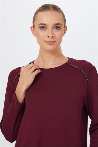 Yuvarlak Yaka Şerit Detaylı S-Shirt 267-2100