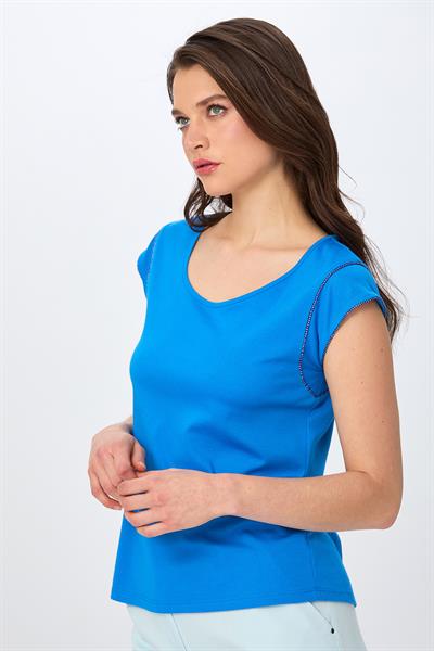 Yuvarlak Yaka Sim Şerit Detaylı Bluz 026-1020