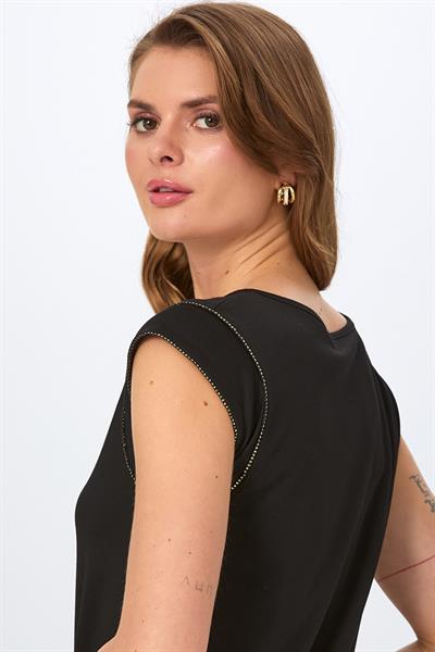 Yuvarlak Yaka Sim Şerit Detaylı Bluz 026-1020