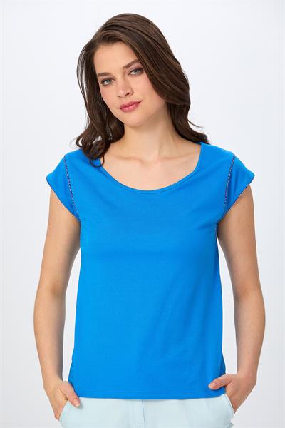 Yuvarlak Yaka Sim Şerit Detaylı Bluz 026-1020