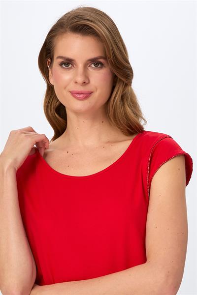 Yuvarlak Yaka Sim Şerit Detaylı Bluz 026-1020