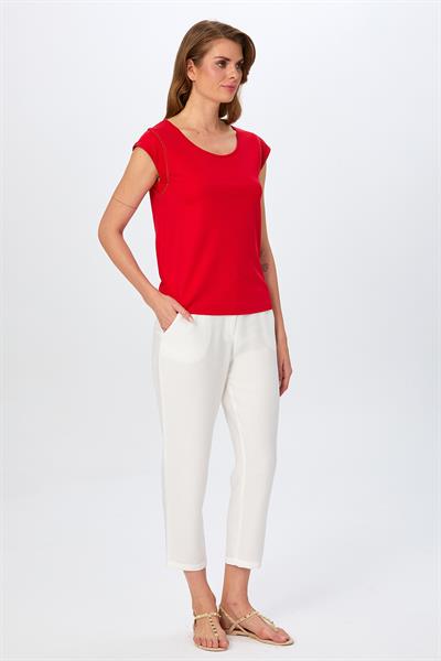 Yuvarlak Yaka Sim Şerit Detaylı Bluz 026-1020