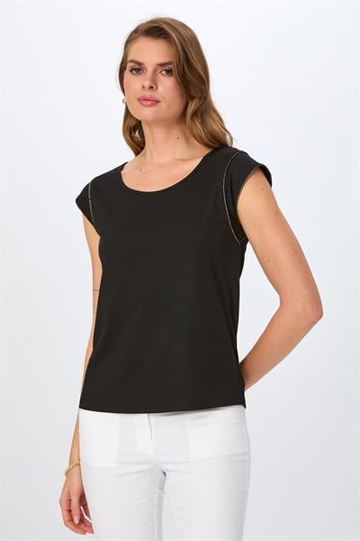 Yuvarlak Yaka Sim Şerit Detaylı Bluz 026-1020